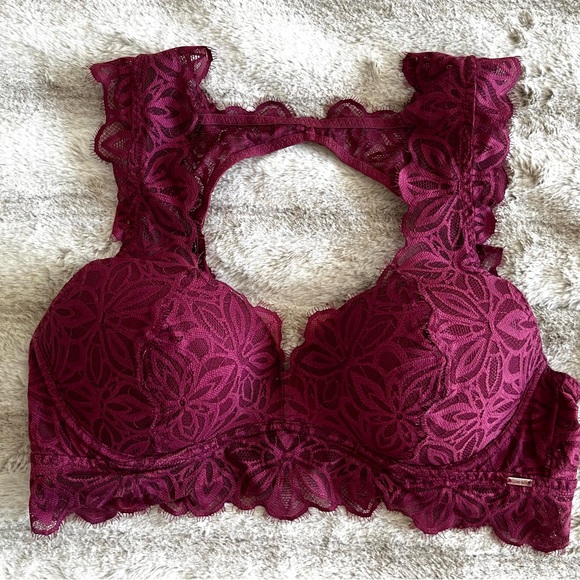 VICTORIA'S SECRET Burgundy Padded Lace Bralette - Picture 8 of 9